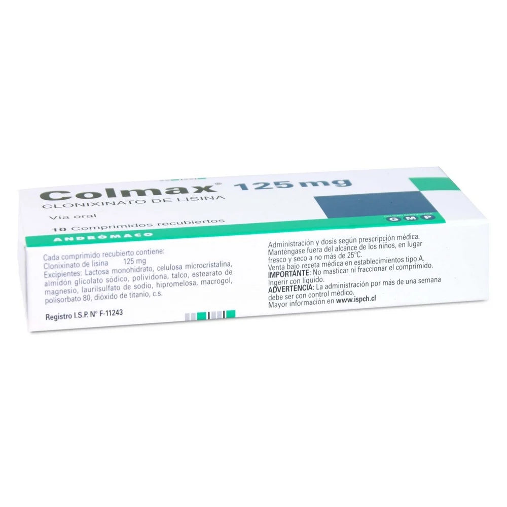 Colmax Clonixinato De Lisina 125 MG x 10 Comprimidos