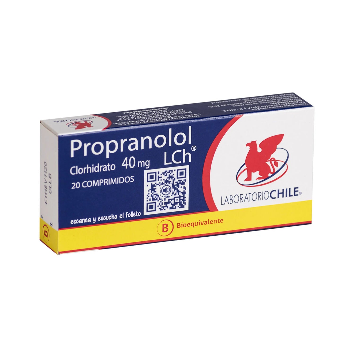 Propranolol Clorhidrato 40 MG x 20 Comprimidos Lab Chile