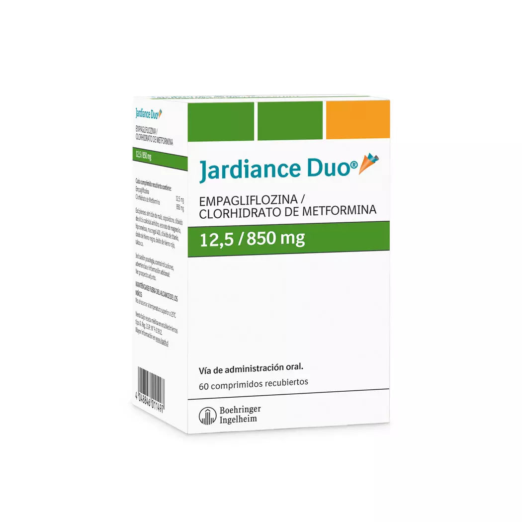 Jardiance Duo Empagliflozina 12.5 MG / Clorhidrato De Metformina 850 MG x 60 Comprimidos