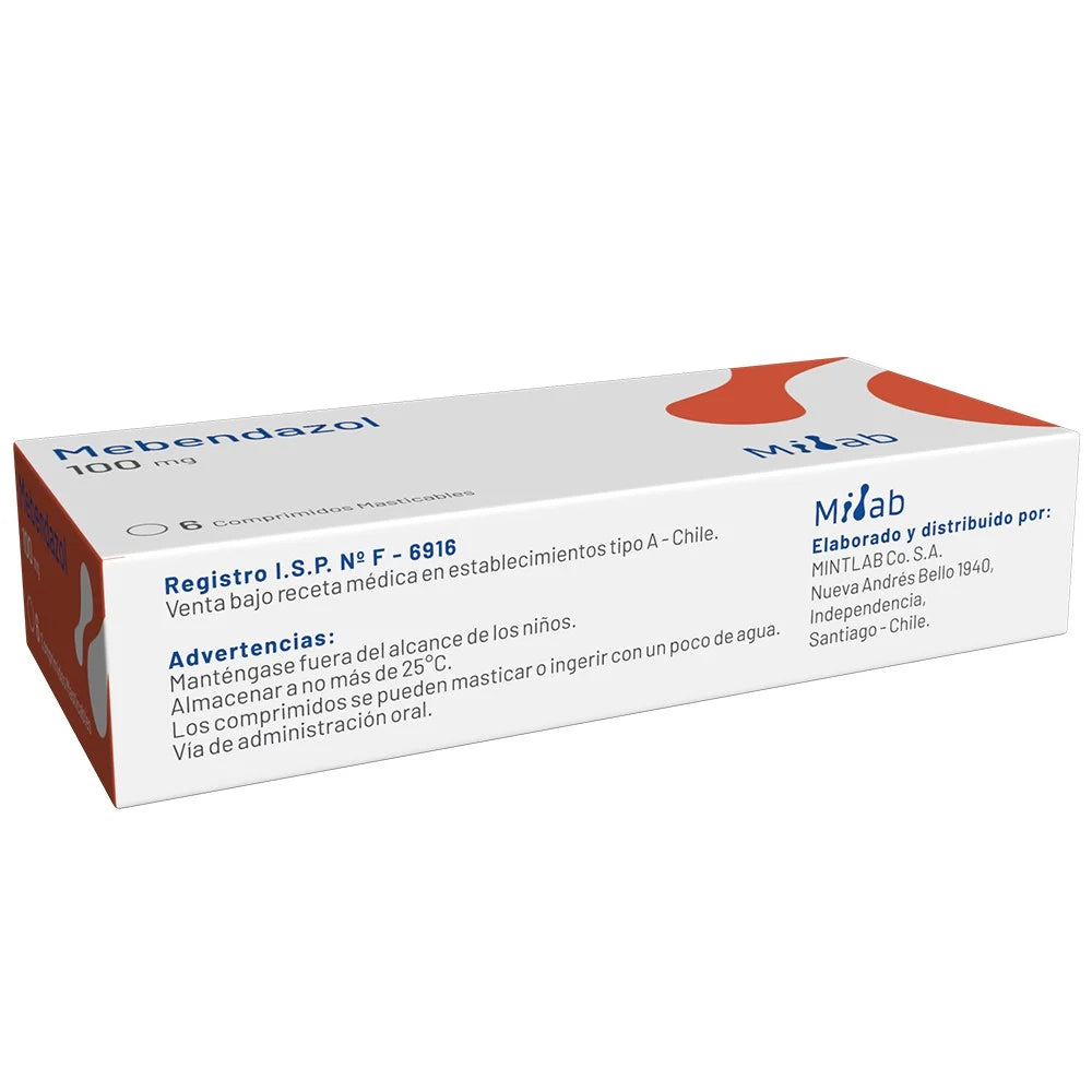 Mebendazol 100 MG x 6 Comprimidos Milab