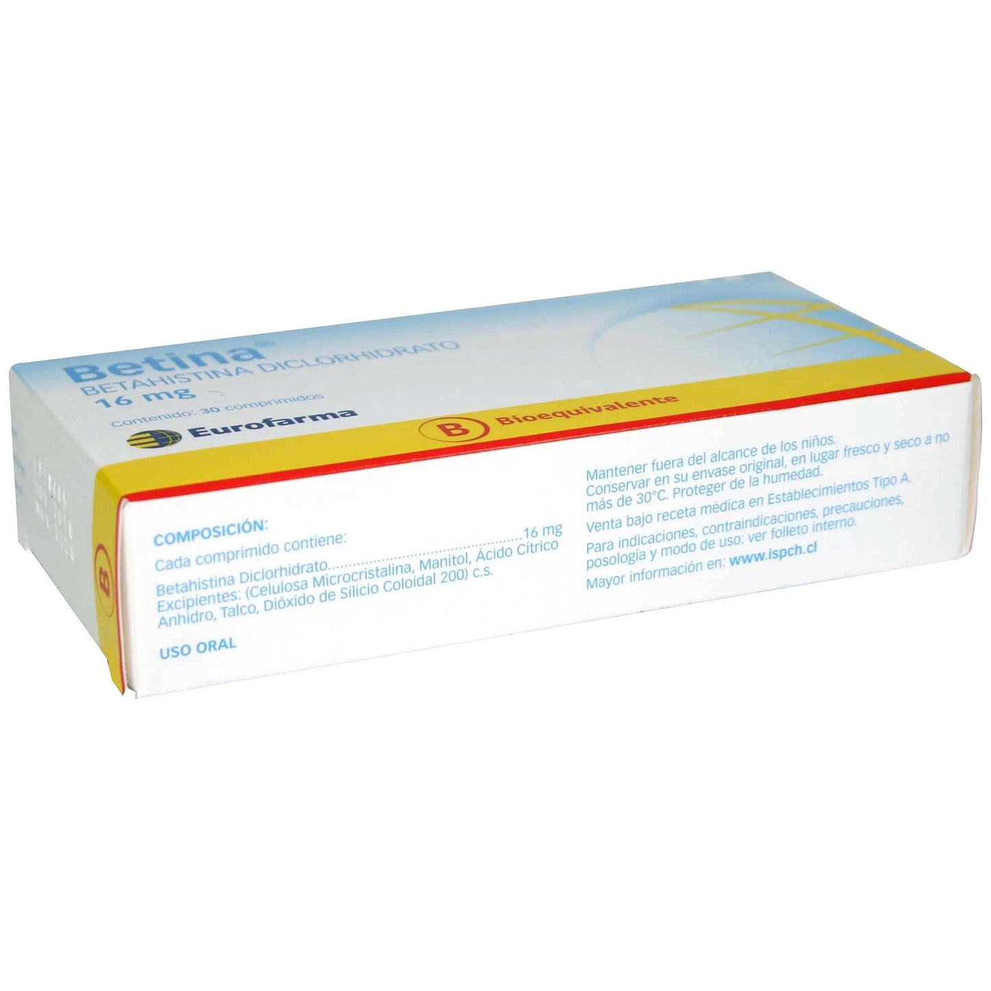 Betina Betahistina Diclorhidrato 16 MG 30 Comprimidos