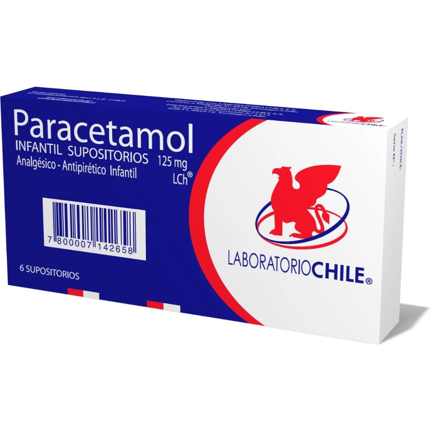 Paracetamol Infantil 125 MG x 6 Supositorios Lab Chile
