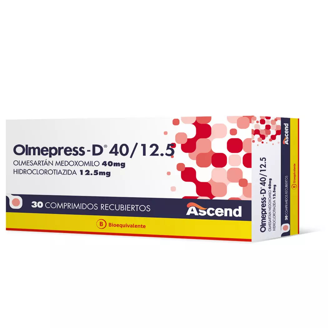 Olmepress D 40/12.5 Olmesartan 40 MG / Hidroclorotiazida 12.5 MG 30 Comprimidos