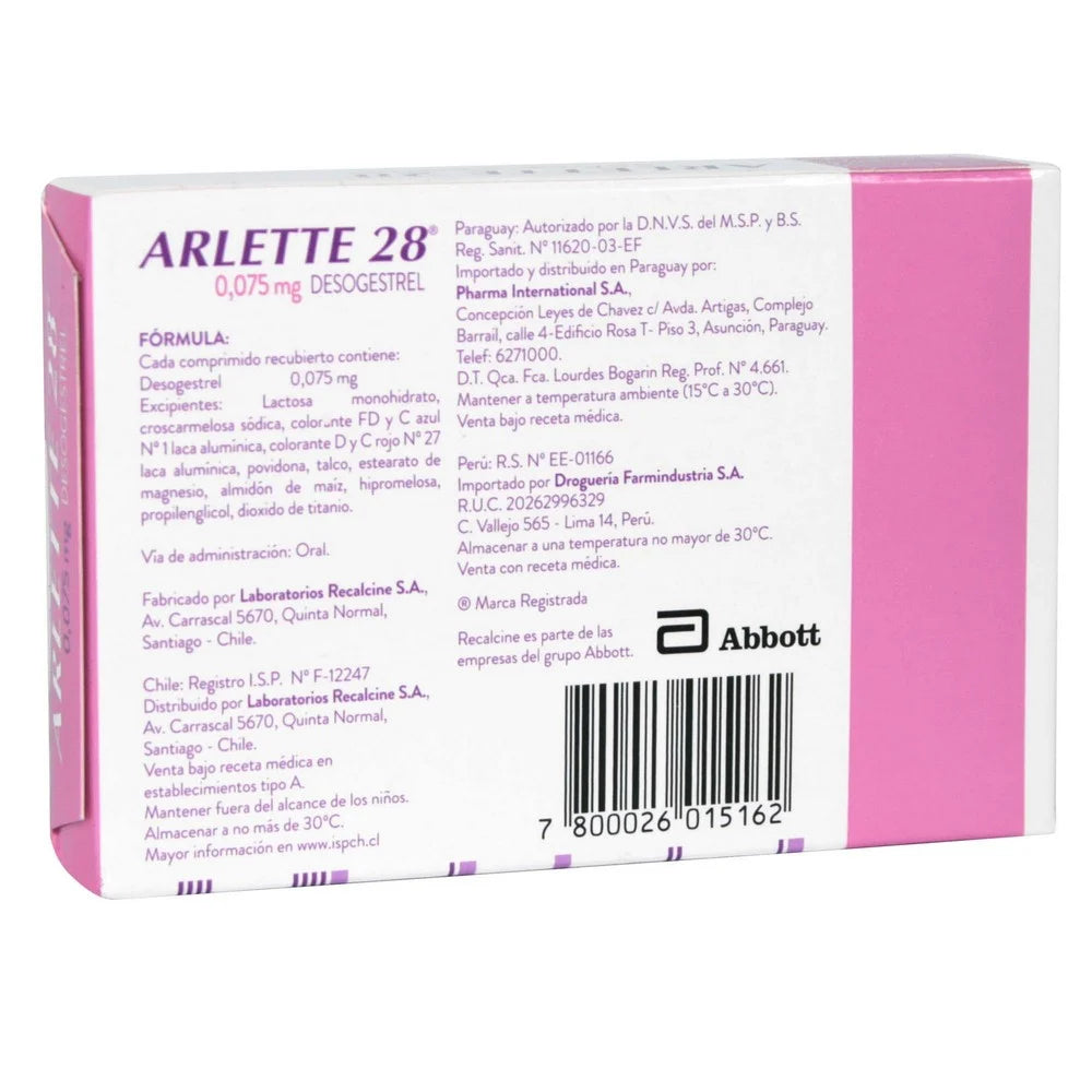 Arlette 28 Desogestrel 0.075 MG 28 Comprimidos