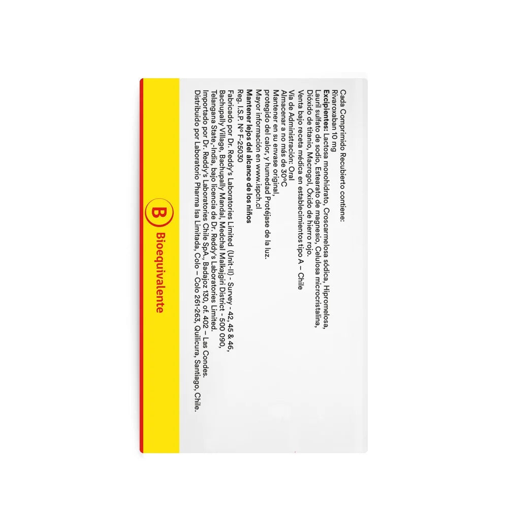 Rivaxored Rivaroxabán 10 MG x 10 Comprimidos Recubiertos