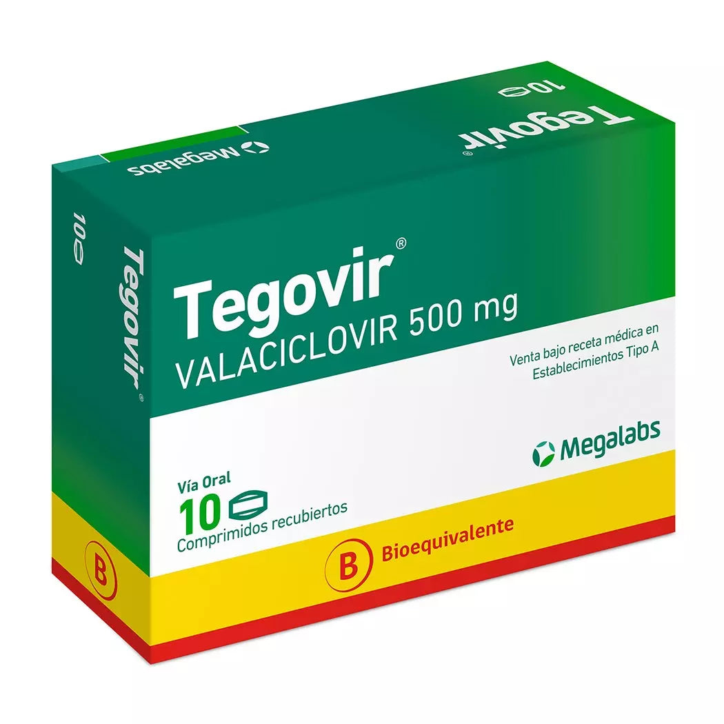 Tegovir Valaciclovir 500 MG x 10 Comprimidos