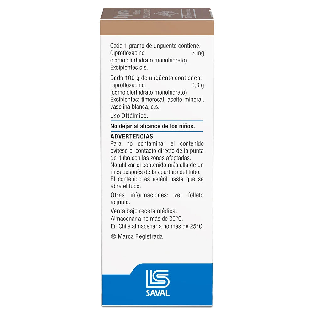 Ciproval Ciprofloxacino 0.3% Ungüento Oftálmico 3.5 G
