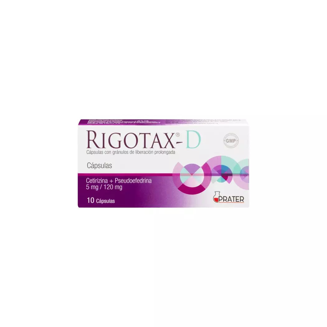 Rigotax-D Cetirizina 5 MG / Pseudoefedrina 120 MG 10 Cápsulas