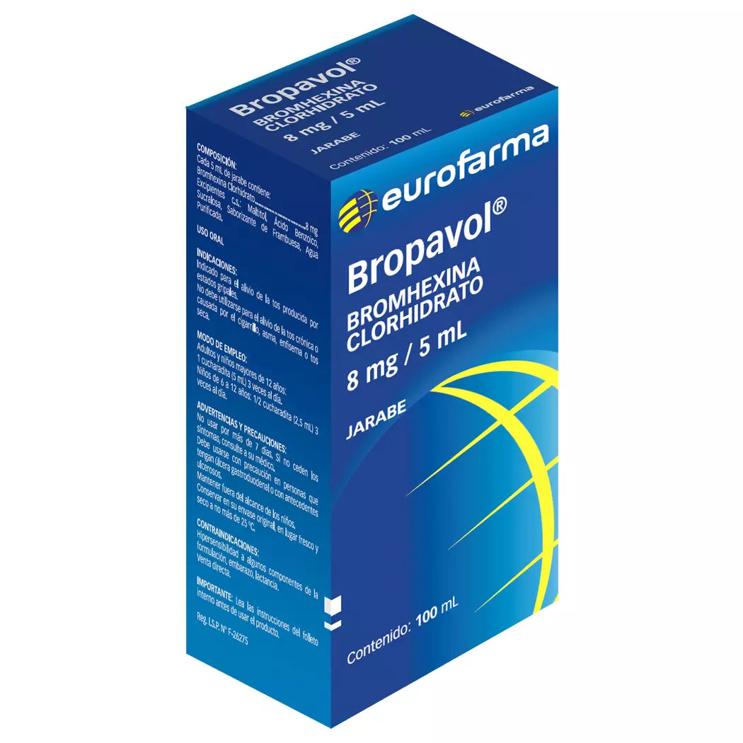 Bropavol Bromhexina Clorhidrato 8 MG / 5 ML 100 ML