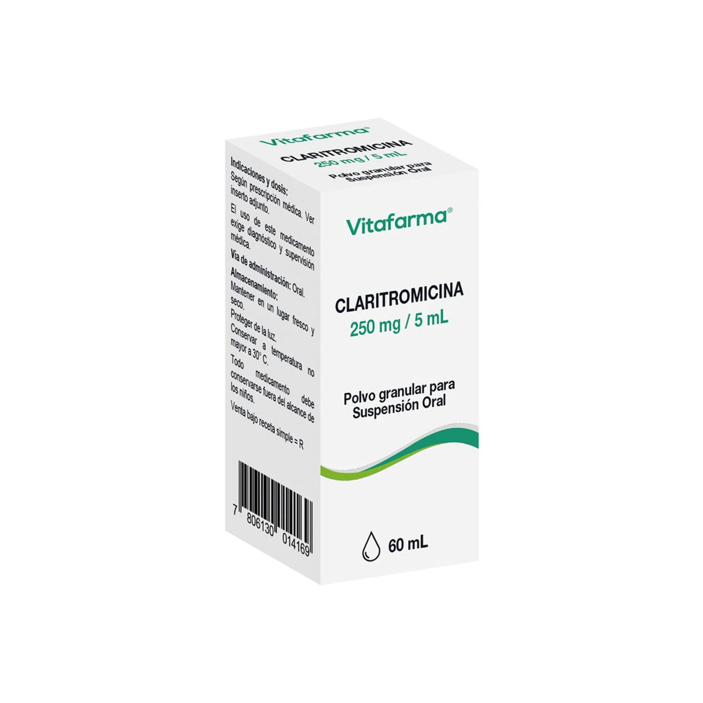 Claritromicina 250 MG/5 ML Suspensión 60 ML