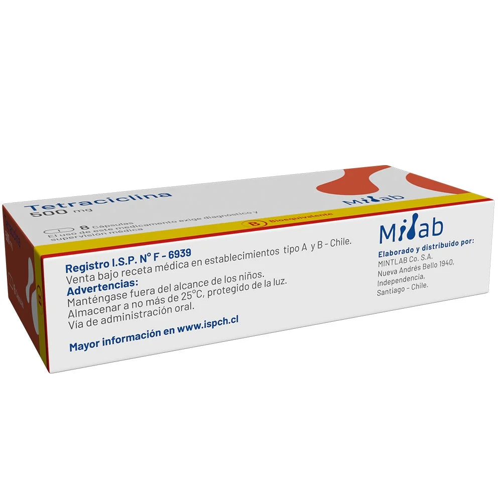 Tetraciclina 500 mg x 8 Cápsulas