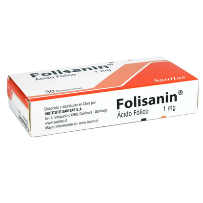 Folisanin Ácido Fólico 1 MG x 30 Comprimidos