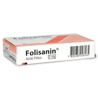 Folisanin Ácido Fólico 5 MG x 30 Comprimidos