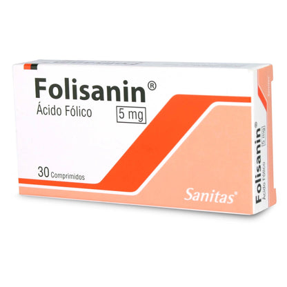Folisanin Ácido Fólico 5 MG x 30 Comprimidos