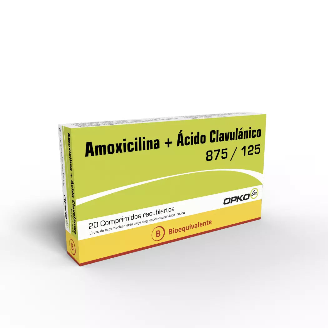 Amoxicilina 875 MG / 125 MG Ácido Clavulánico Opko 20 Comprimidos