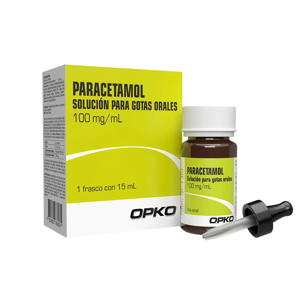 Paracetamol Solución en Gotas 100 MG 1 Frasco 15 ML Opko