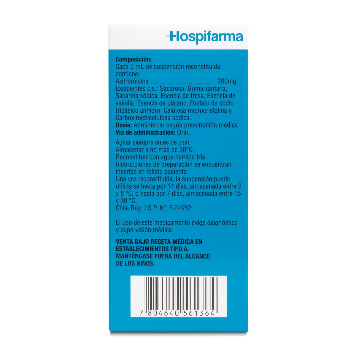 Azitromicina Polvo 200 MG / 5 ML x 15 ML Hospifarma