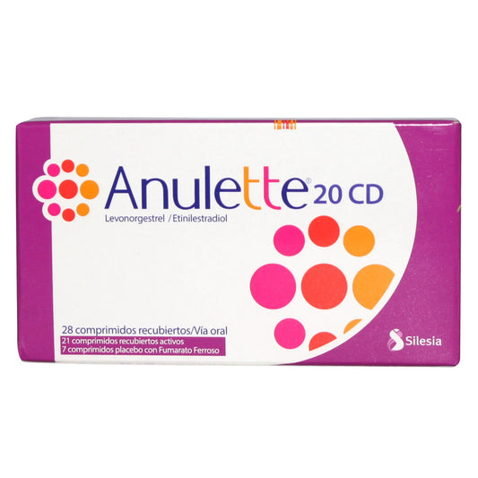 Anulette 20 CD Etinilestradiol 20 MCG / Levonorgestrel 100 MCG 28 Comprimidos