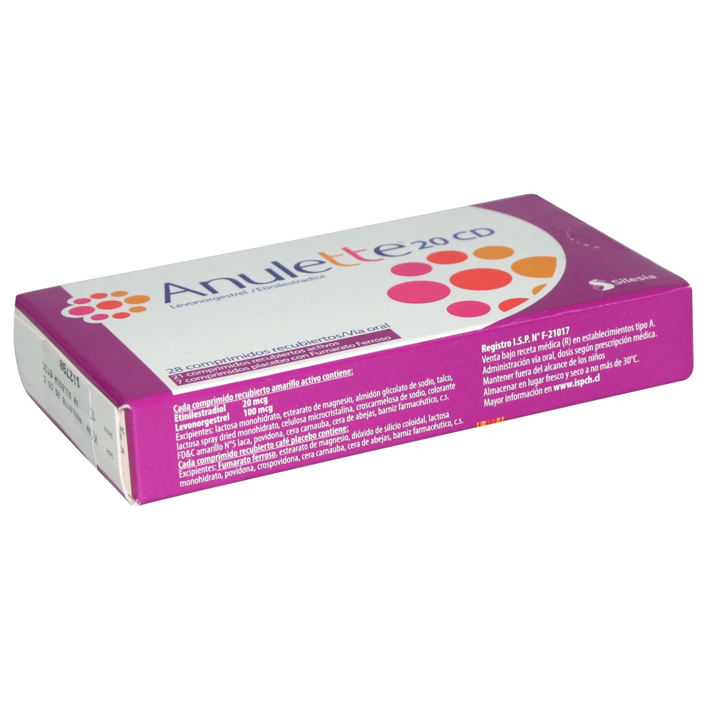 Anulette 20 CD Etinilestradiol 20 MCG / Levonorgestrel 100 MCG 28 Comprimidos