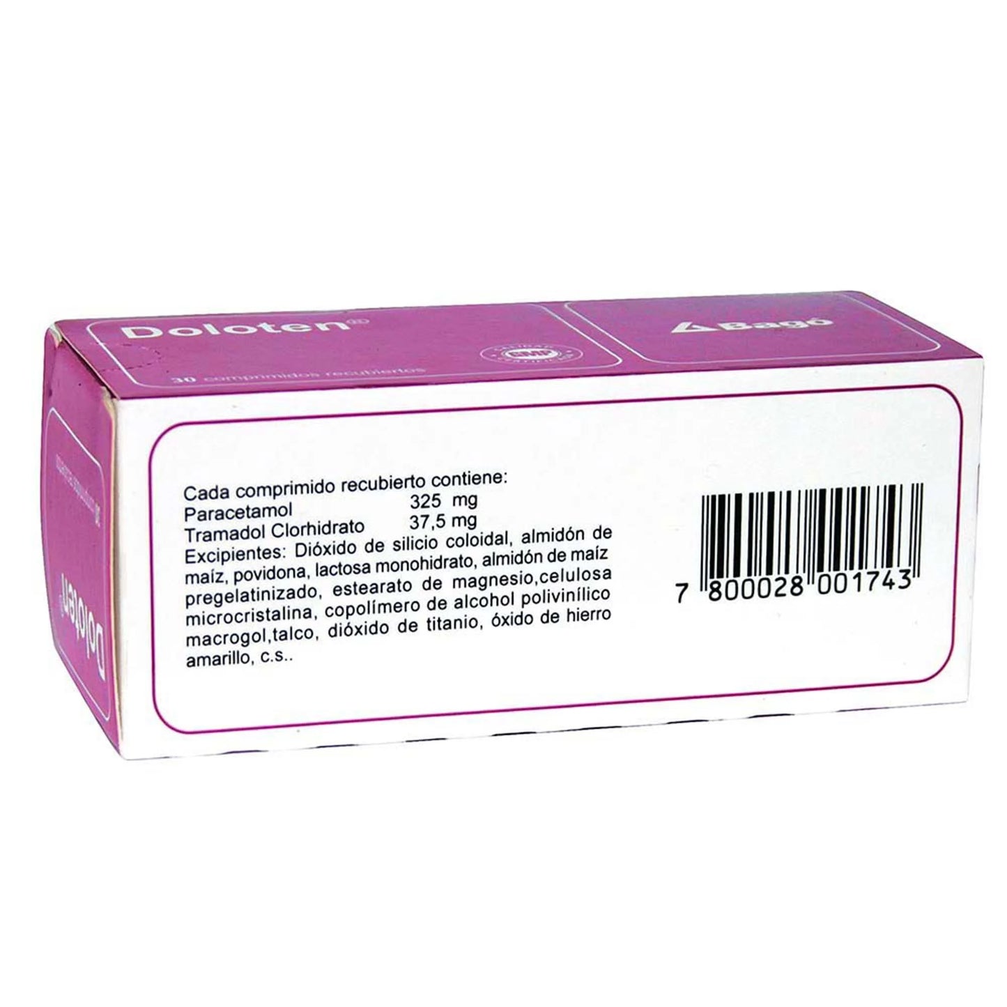 Doloten Paracetamol / Tramadol x 30 Comprimidos Recubiertos