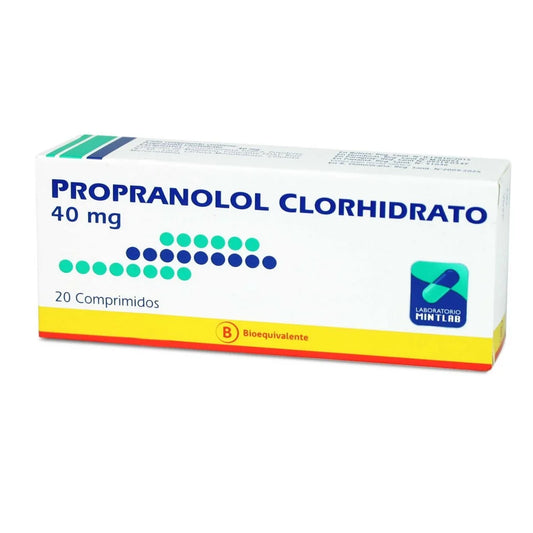 Propranolol Clorhidrato 40 MG x 20 Comprimidos Mintlab