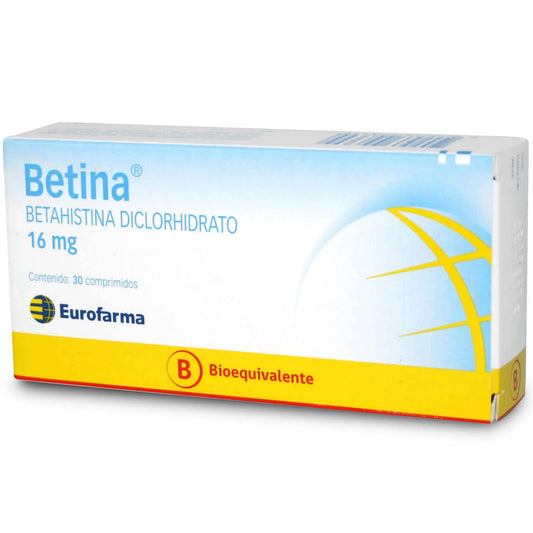 Betina Betahistina Diclorhidrato 16 MG 30 Comprimidos