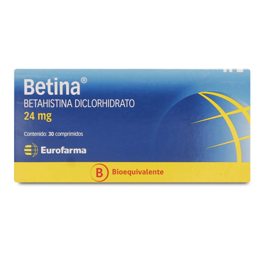 Betina Betahistina Diclorhidrato 24 MG x 30 Comprimidos