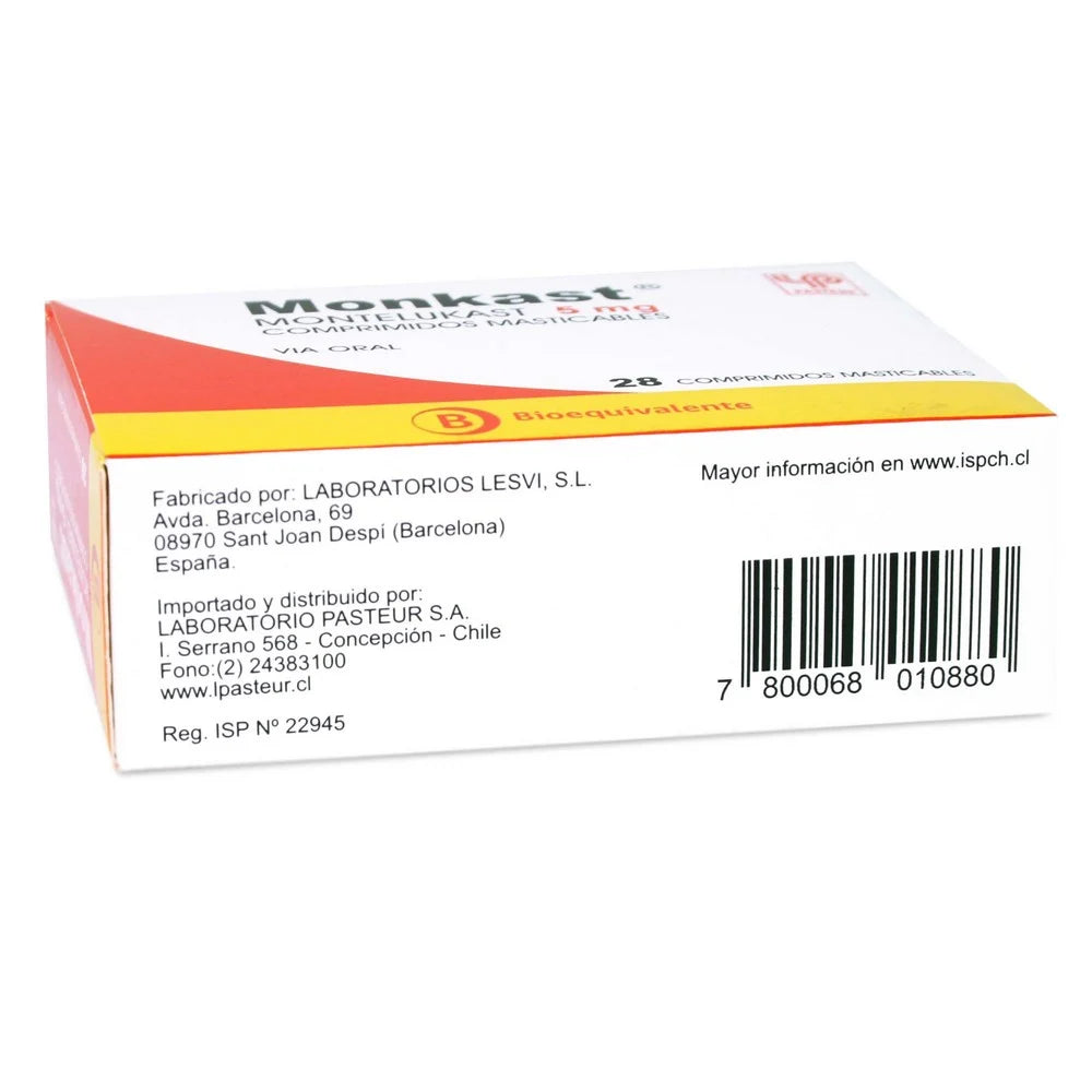 Monkast Montelukast 5 MG x 28 Comprimidos Masticables
