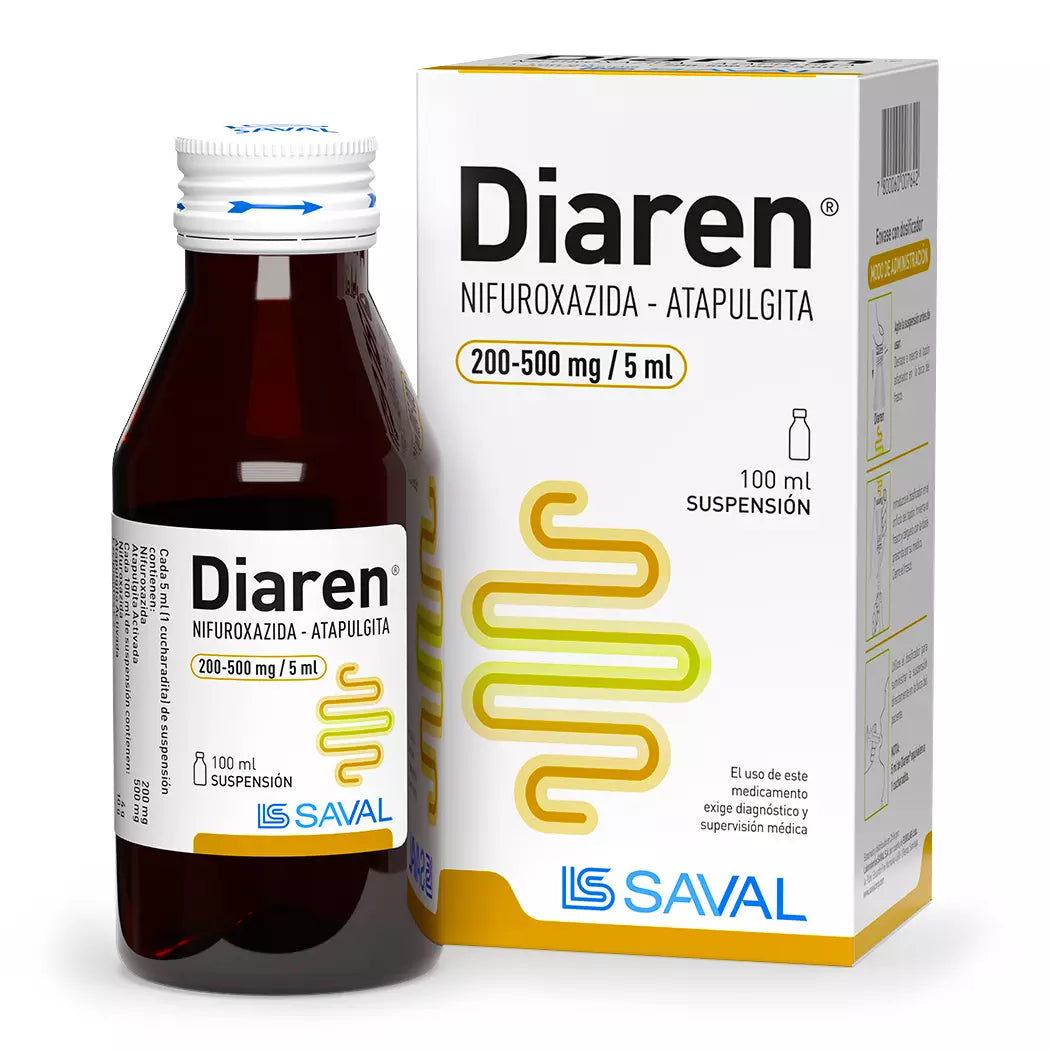 Diaren Suspensión Nifuroxazida 200 MG / Atapulgita 5000 MG / 5 ML 100 ML