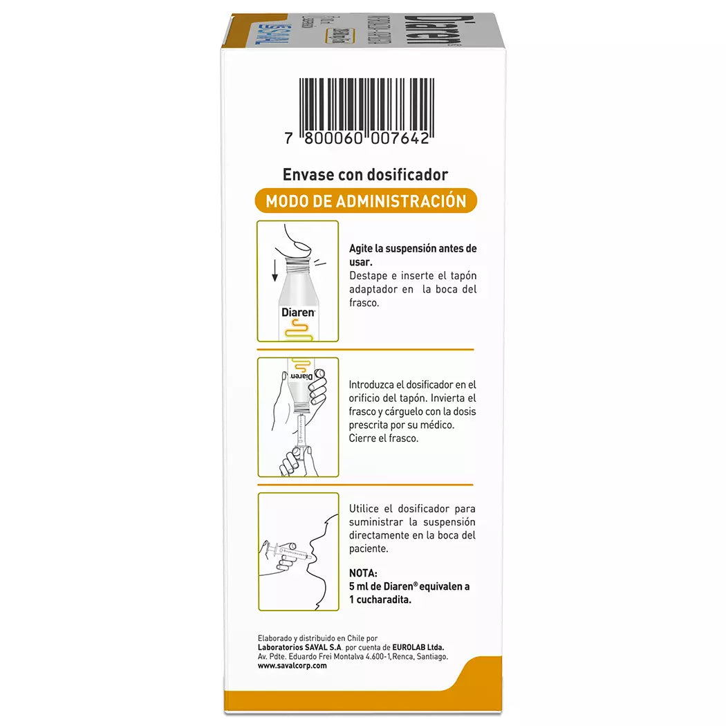 Diaren Suspensión Nifuroxazida 200 MG / Atapulgita 5000 MG / 5 ML 100 ML