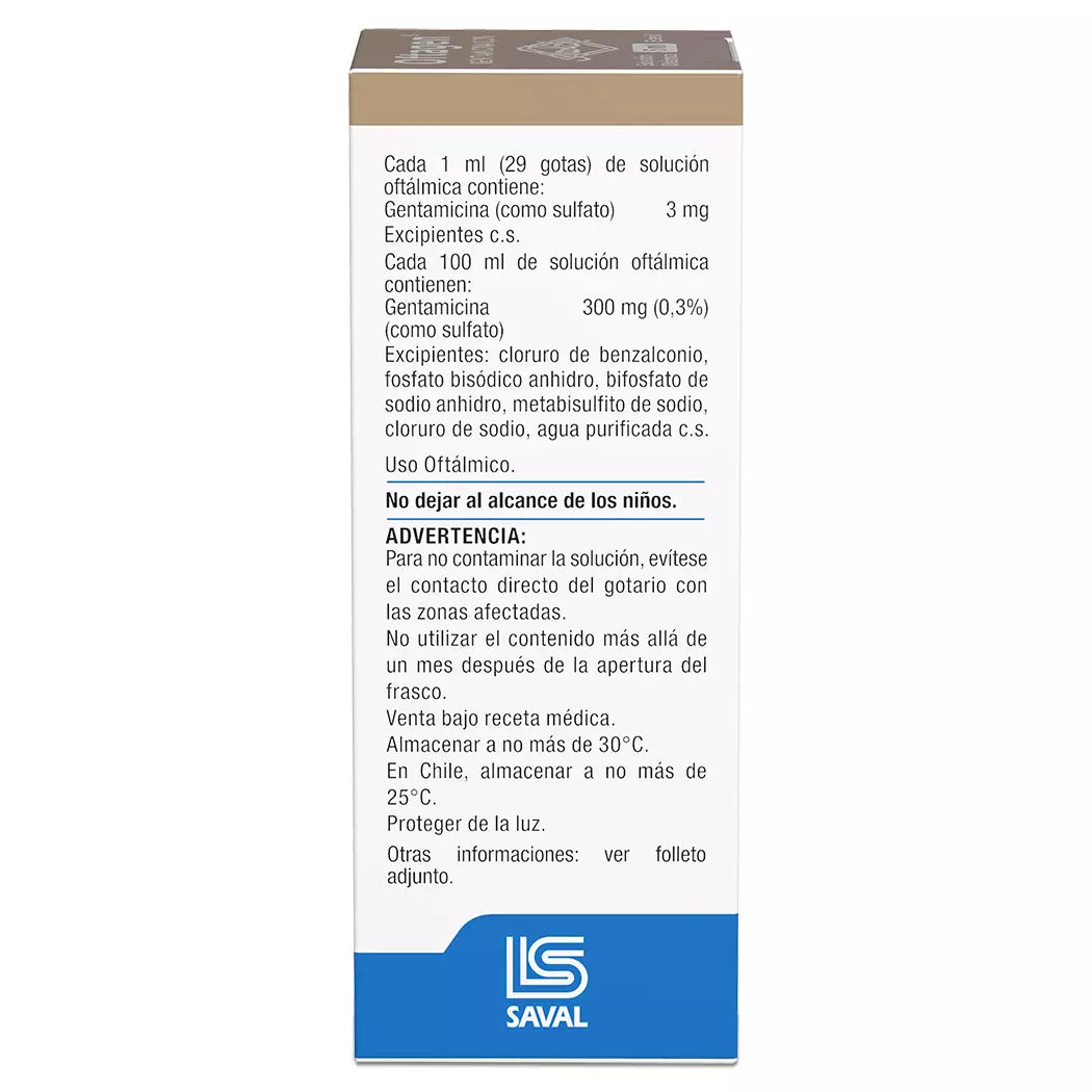 Oftagen Solución Oftálmica Gentamicina 0.3% Gotas x 5 ML