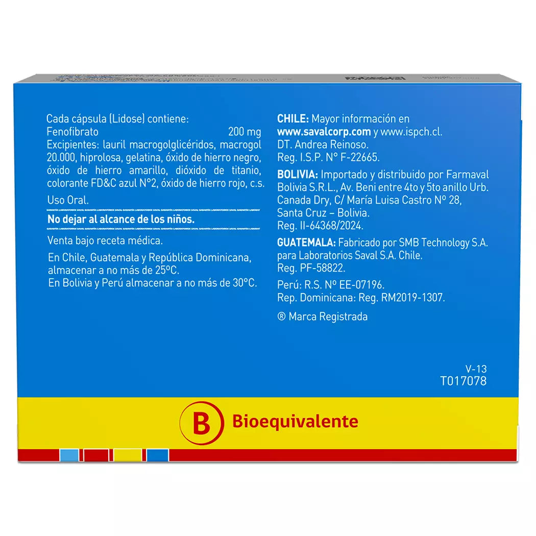 Fibrolow Lidose Fenofibrato 200 MG x 30 Comprimidos