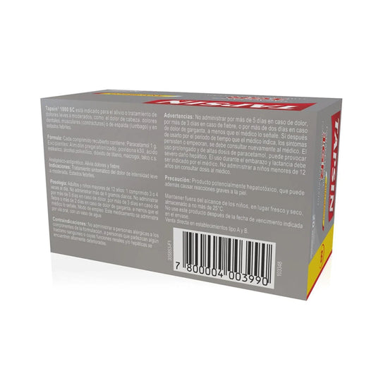 Tapsin 1000 SC Paracetamol 1 G x 20 Comprimidos