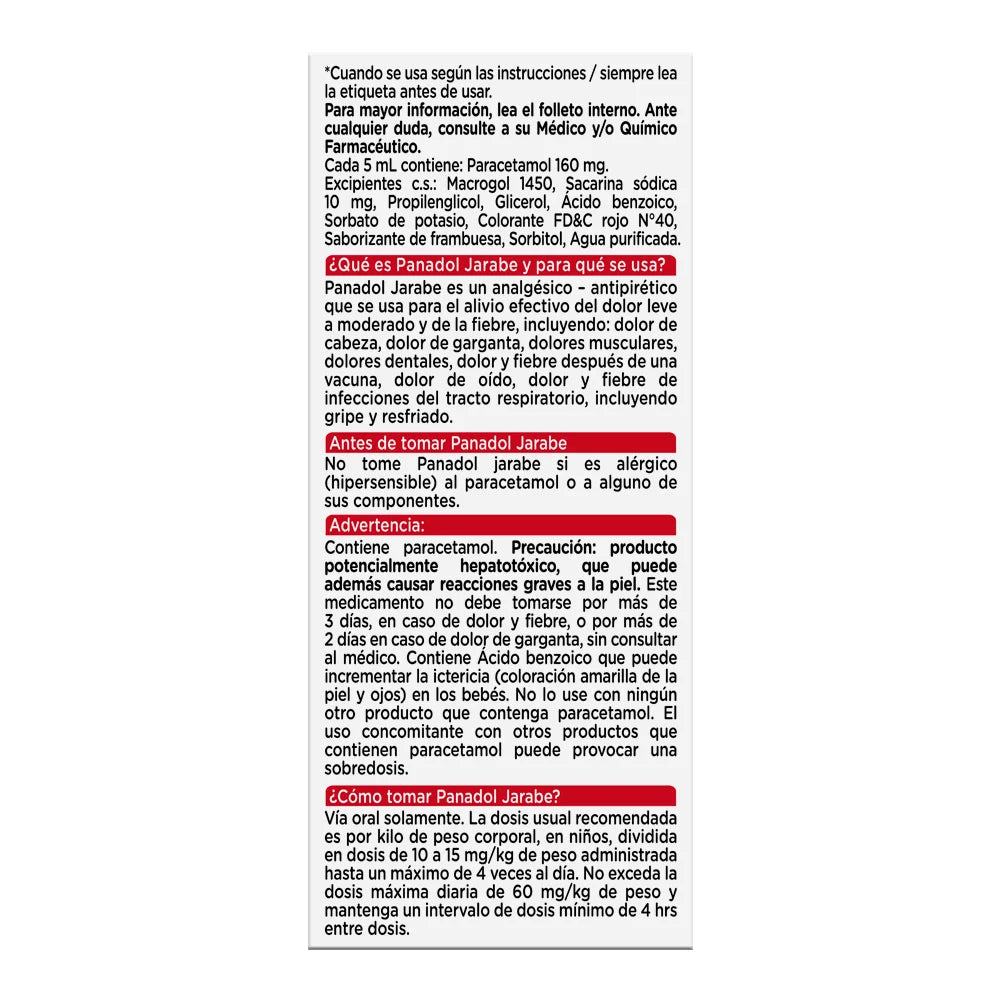 Panadol Jarabe Paracetamol 160 MG / 5 ML 60 ML