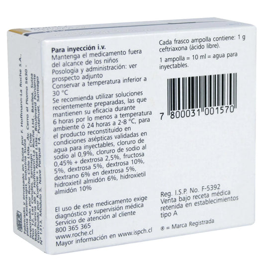 Acantex Ceftriaxona Polvo Solución IV/IM 1 G 1 Vial