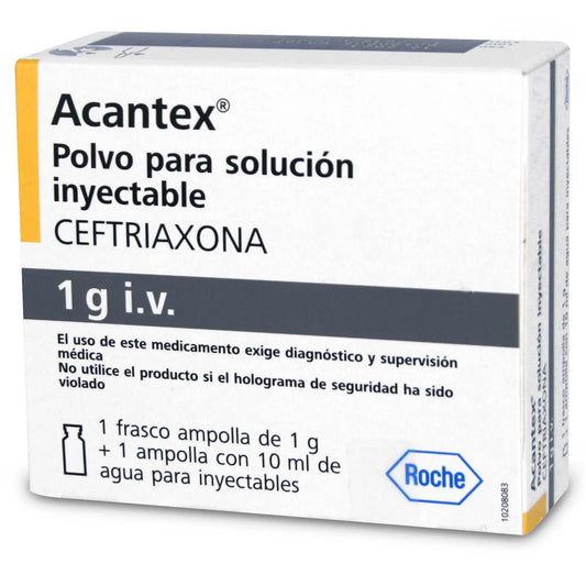 Acantex Ceftriaxona Polvo Solución IV/IM 1 G 1 Vial