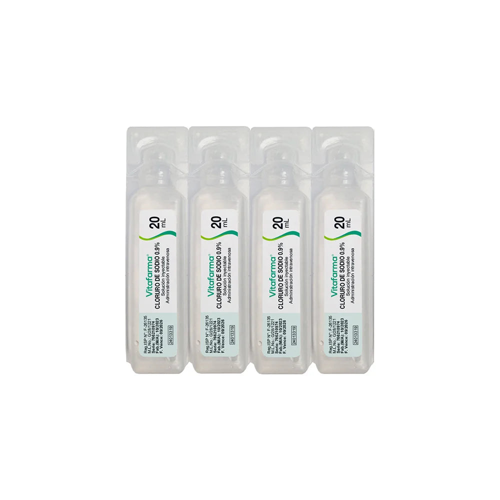 Suero Fisiológico Cloruro de Sodio 0,9% 20 ml 4 Ampollas Vitafarma