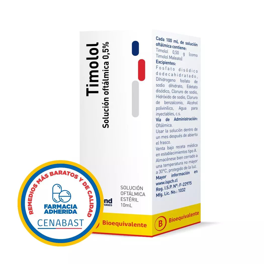 Timolol Solución Oftálmica 0.5% x 10 ML