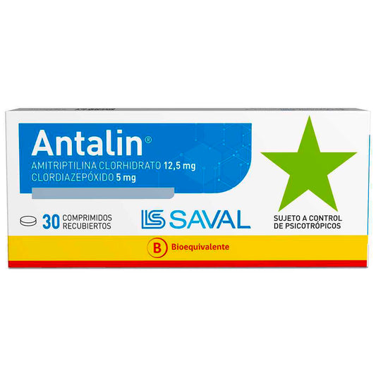 Antalin Amitriptilina 12.5 MG / Clordiazepoxido 5 MG 30 Comprimidos