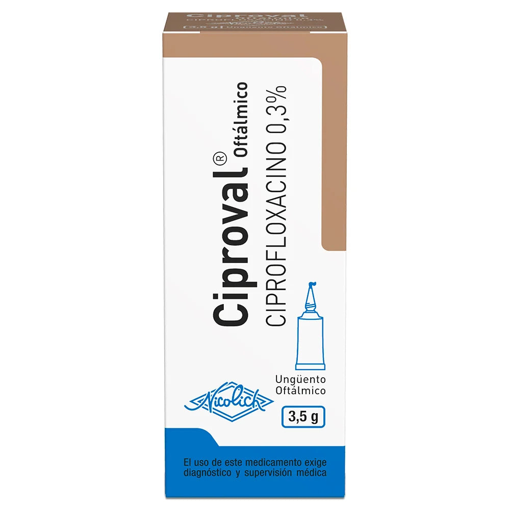 Ciproval Ciprofloxacino 0.3% Ungüento Oftálmico 3.5 G