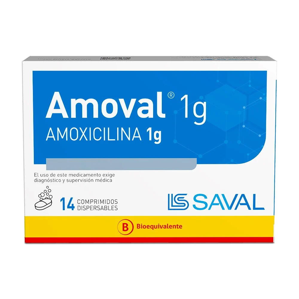 Amoval 1 G Amoxicilina x 14 Comprimidos