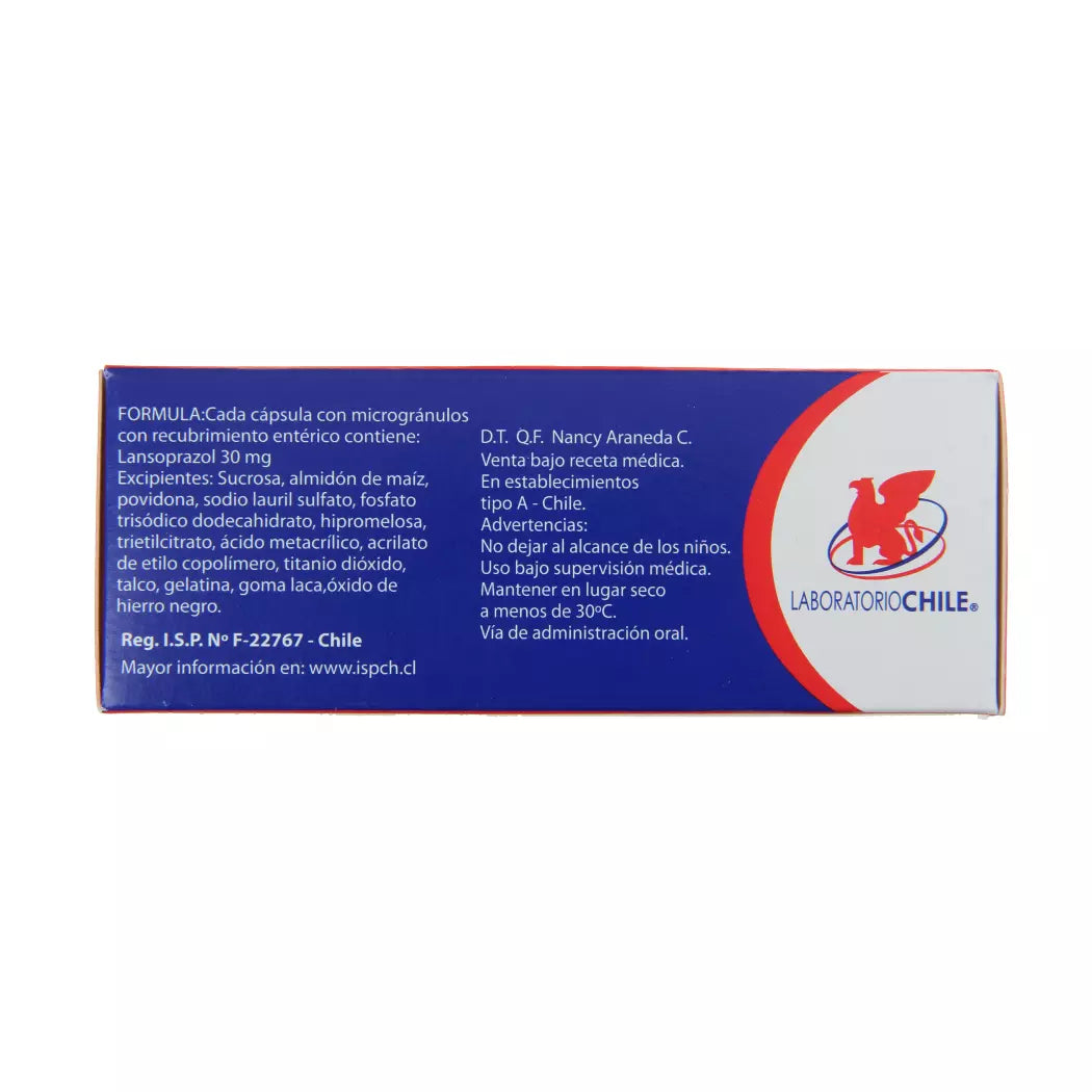Lansoprazol 30 MG x 30 Cápsulas Laboratorio de Chile