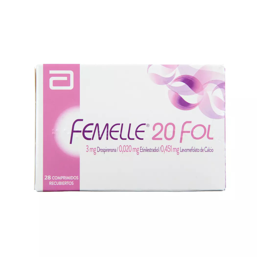Femelle 20 Fol Drospirenona / Etinilestradiol / Levomefolato Calcio 28 Comprimidos