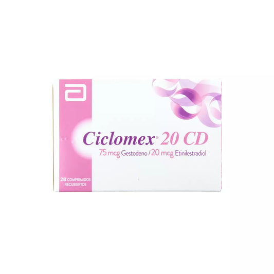 Ciclomex 20 CD Gestodeno 75 MCG / Etinilestradiol 20 MCG 28 Comprimidos