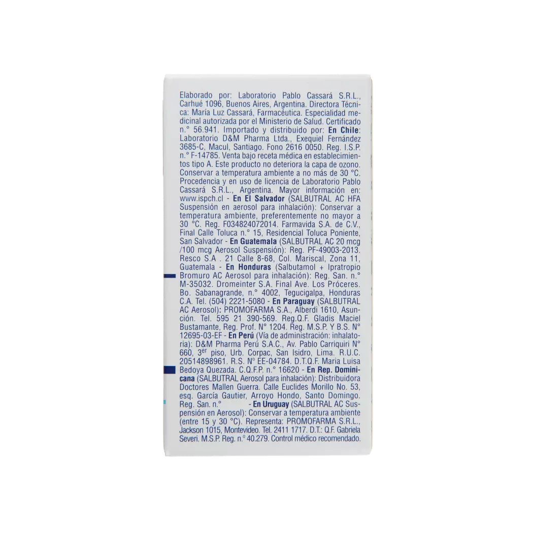 Salbutral AC Salbutamol / Ipratropio 100/20 x 250 Dosis
