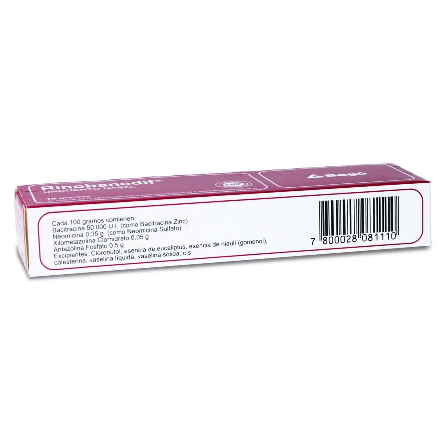 Rinobanedif Bacitracina 5.000 UI Unguento Nasal 10 G