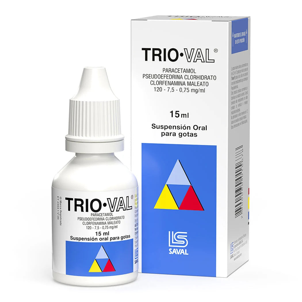 Trioval Gotas 15 ML Paracetamol 120 MG / Pseudoefedrina Clorhidrato 7.5 / Clorfenamina Maleato 0.75 MG