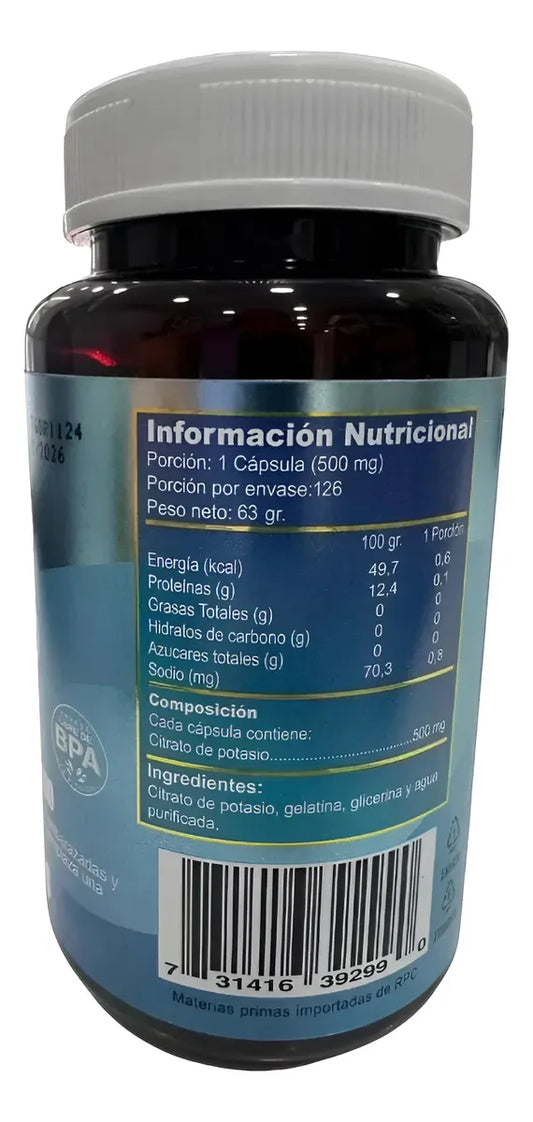 Citrato de Potasio 500 MG x 120 Cápsulas