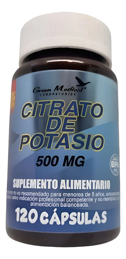 Citrato de Potasio 500 MG x 120 Cápsulas