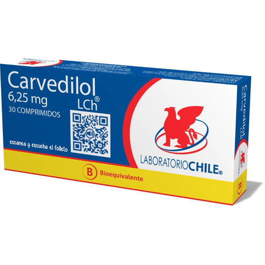 Carvedilol 6.25 MG 30 Comprimidos LCH